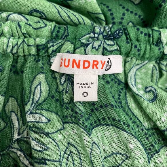 Anthropologie Sundry Mini Swing Dress in Everly Floral Tropical Green Size 0 XS - Picture 12 of 16